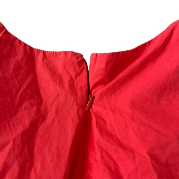 Marissa Webb Collective Midi Dress 2 Red Flutter Sleeve Tiered Cotton V-Neck - Picture 5 of 13